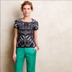 Moth Anthro Thick Blue/White Textured Top